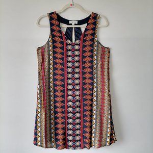 THML Womens Multicolor V-Neck Sleeveless Geometric Print Shift Dress Size Small